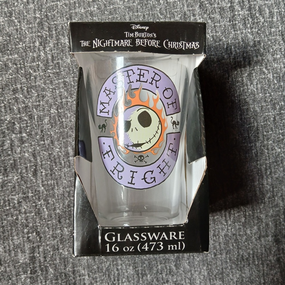 Nightmare Before Christmas Jack Skellington Master of Fright 16oz Glass New